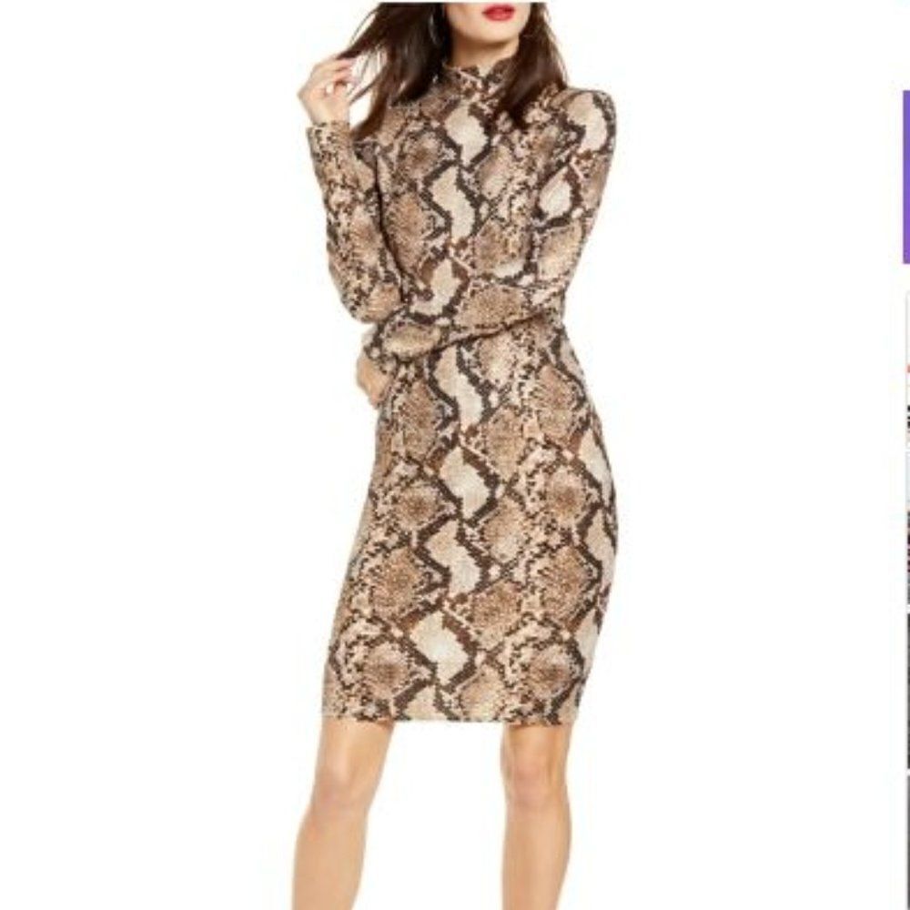 Leithsnakeskinprint Longsleevebodycondress